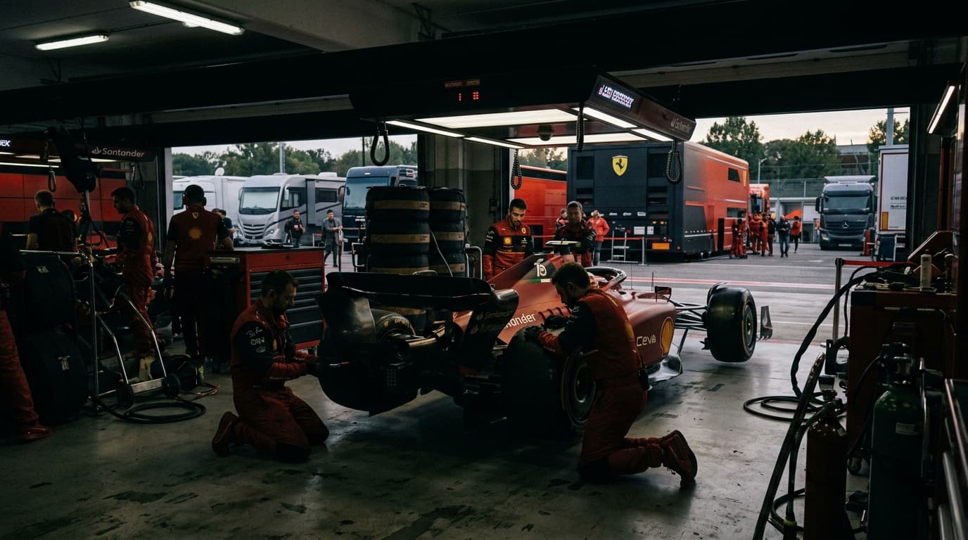 F1 Paddock Rumors: Sainz Shrugs Off Audi Chatter and Alonso Critiques, door AI gegenereerde afbeelding
