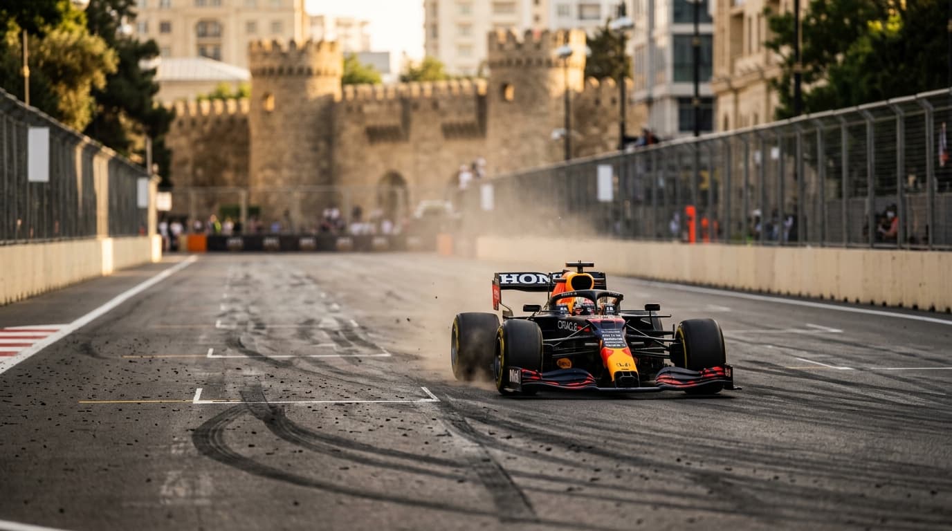 Russell Fends Off Verstappen in Thrilling Baku Grand Prix Finish, AI-generated image